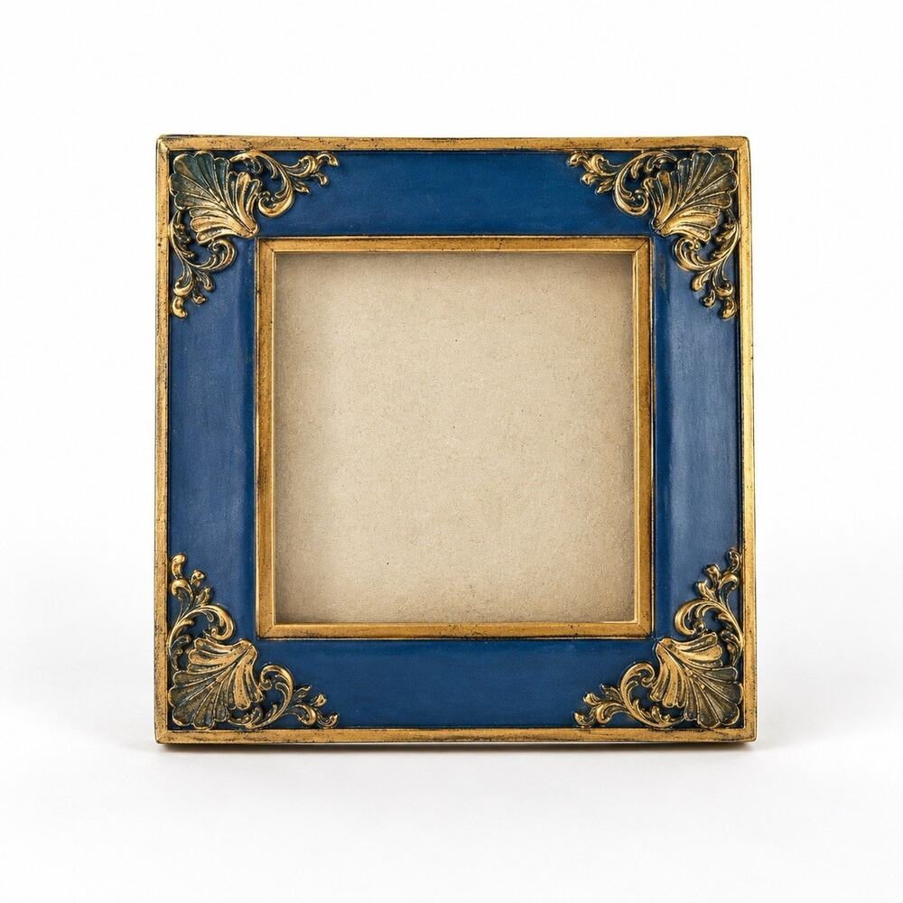 Weston Gallery Blue Gold Ornate 5.5x5.5 Photo Frame Decorative Tabletop